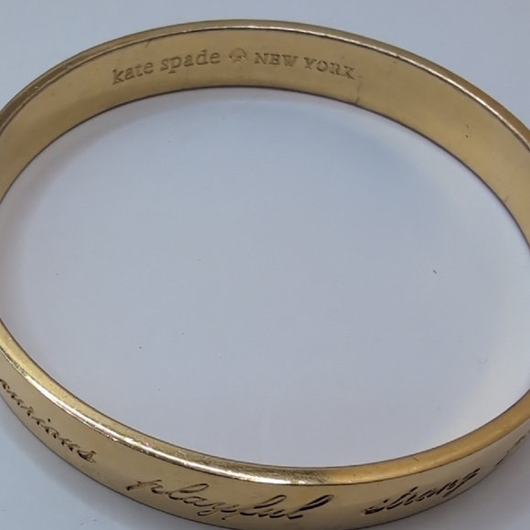 Kate Spade Gold Cuff Bracelet with Textured Finish and Engraving - Picture 3 of 7